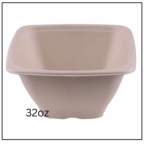 جاط كرتون للسلطة مربع (قصب سكر) – 32 OZ – كرتونة 300 قطعة