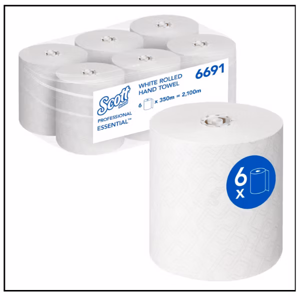 مناشف ورقية Scott® Essential™ لليد سكوت 6 رول × 350 متر – مجموع 2,100 متر