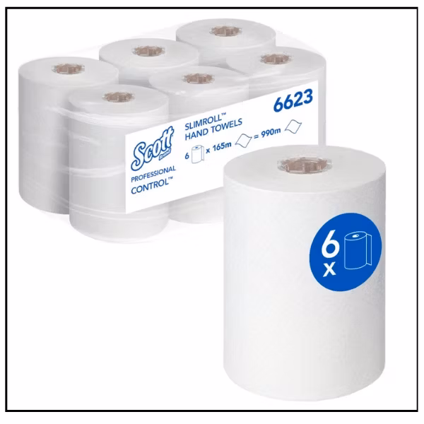 مناشف يدين سكوت Control Slim Roll – رول 6 × 165 متر – المجموع 990 متر
