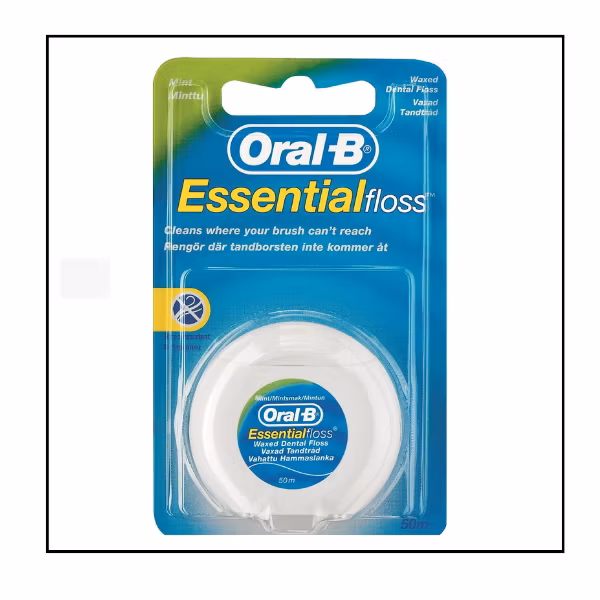 اورال-بي خيط اسنان Essential Floss – مع شمع، بنكهة النعناع 50م