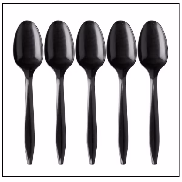 ملاعق بلاستيك كبيرة اسود – 1 ربطة/50 حبة